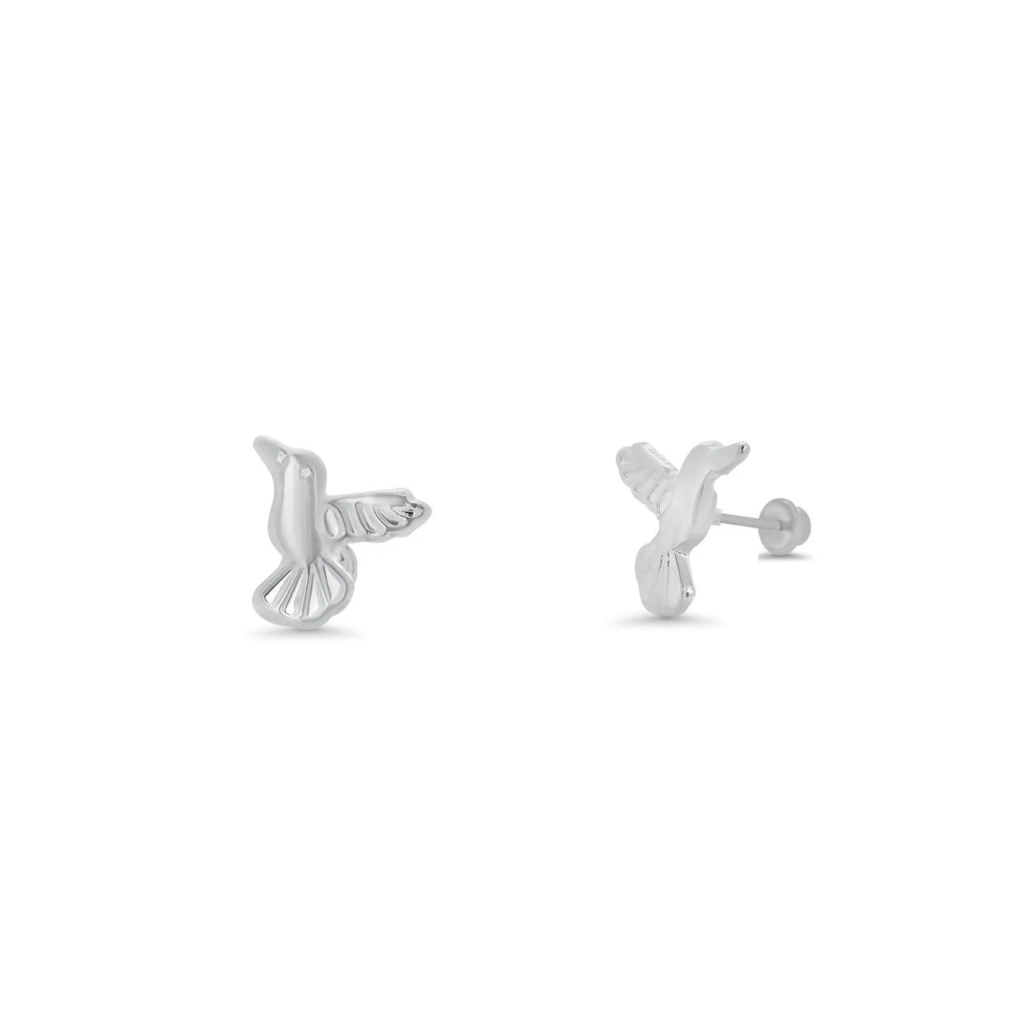 925 Sterling Silver  High Polished Hummingbird Earrings