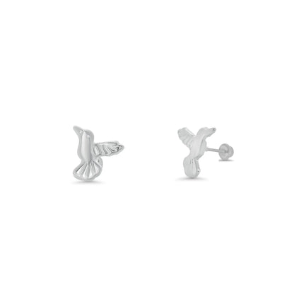 925 Sterling Silver  High Polished Hummingbird Earrings
