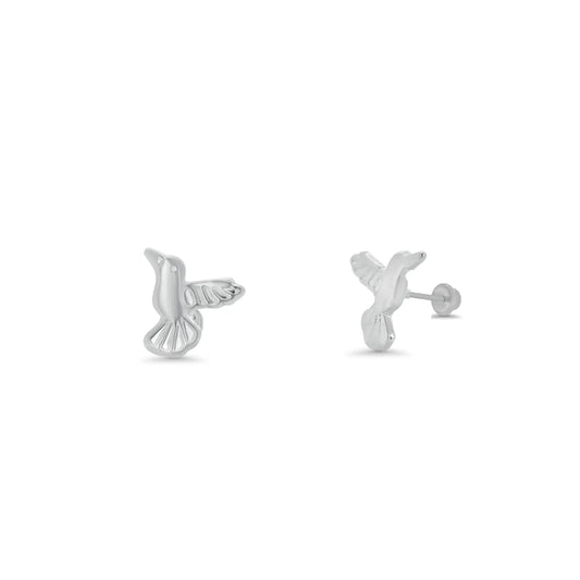 925 Sterling Silver  High Polished Hummingbird Earrings