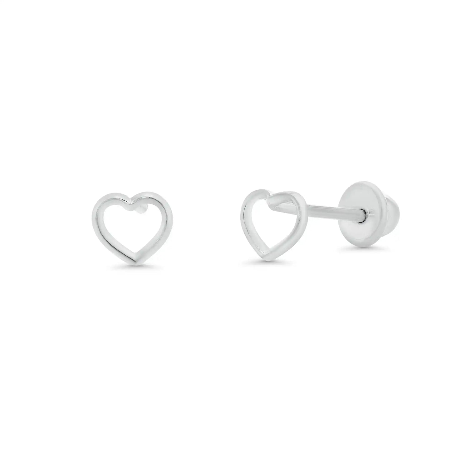 925 Sterling Silver High Polished Heart Silhouette Earrings