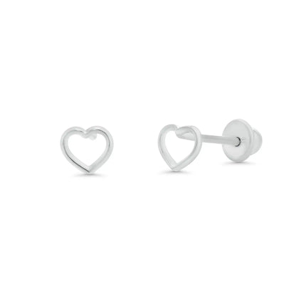 925 Sterling Silver High Polished Heart Silhouette Earrings