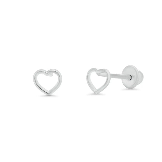 925 Sterling Silver High Polished Heart Silhouette Earrings