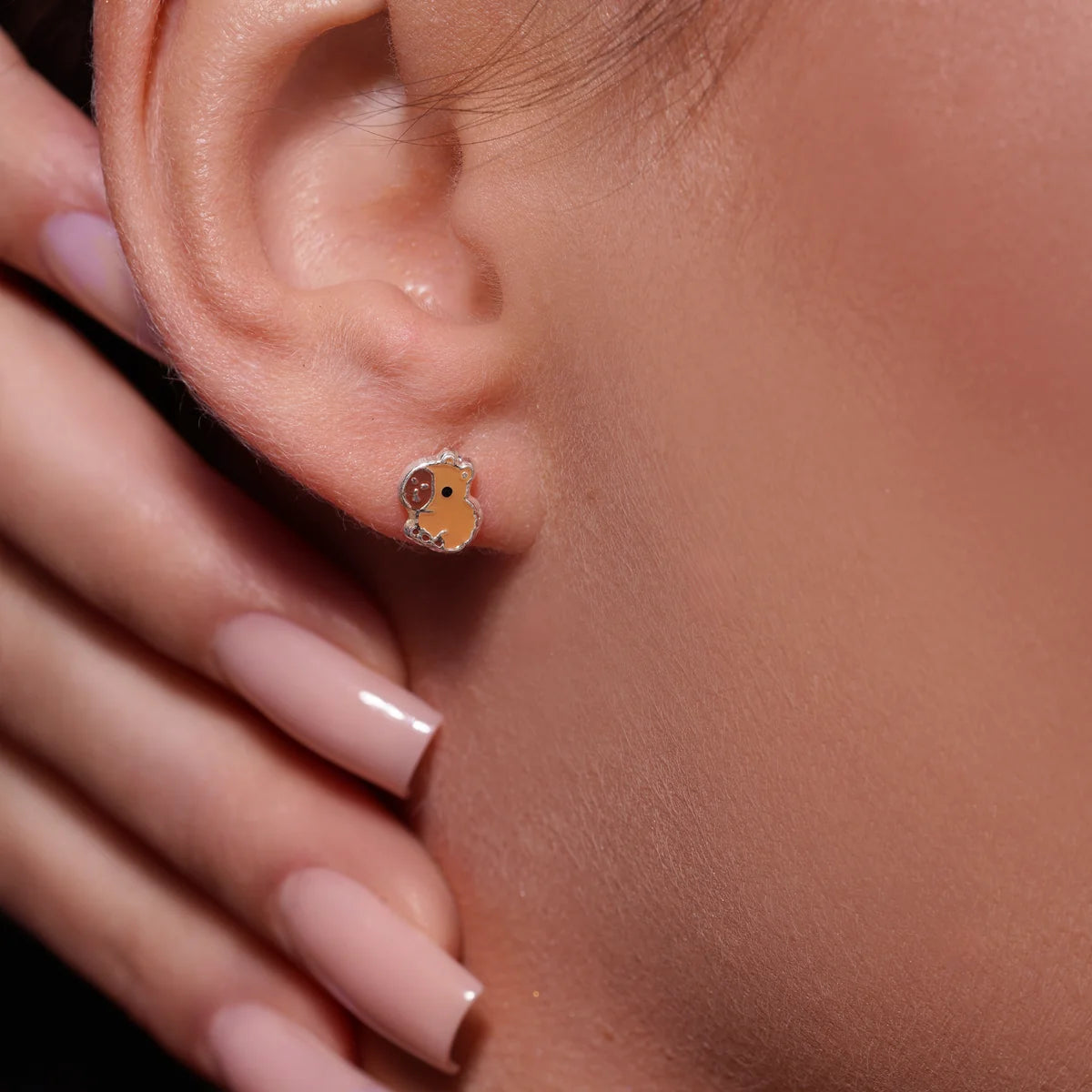 925 Silver High Polished Capybara Earrings