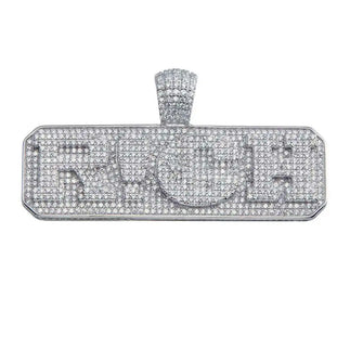 925 Sterling Silver Rhodium Plated Rich Hip Hop Pendant