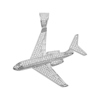 925 Sterling Silver Rhodium Plated CZ Air Bus Hip Hop Pendant