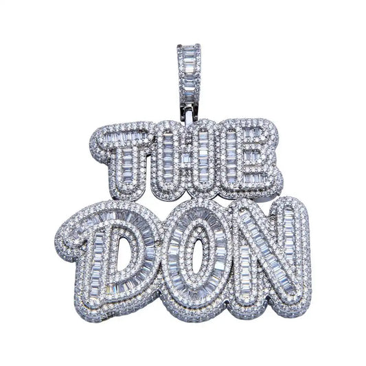 925 Sterling Silver Rhodium Plated CZ THE DON Hip Hop Pendant