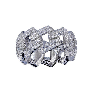 925 Sterling Silver Rhodium Plated CZ Curb Eternity Band Ring