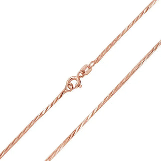 925 Sterling Silver Rose Gold Plated Snake 4 Sided DC 025 Chain 0.9mm