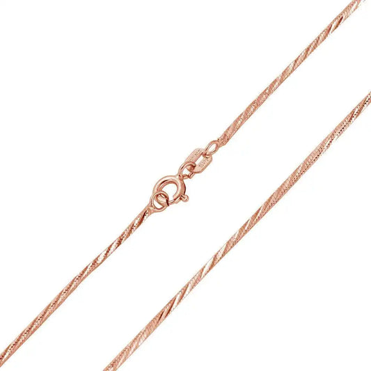 925 Sterling Silver Rose Gold Plated Snake 4 Sided DC 025 Chain 0.9mm