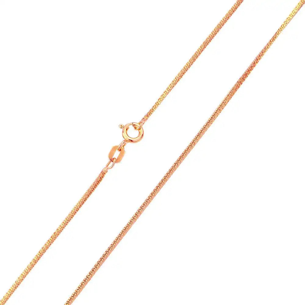 925 Sterling Silver Rose Gold Plated Square Sided Snake 025 Chain 0.9mm