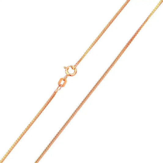 925 Sterling Silver Rose Gold Plated Square Sided Snake 025 Chain 0.9mm