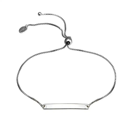 925 Sterling Silver Rhodium Plated ID Lariat Bracelet