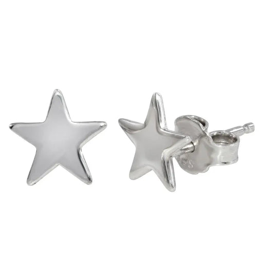925 Sterling Silver Rhodium Plated Star Stud Earrings