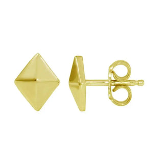 925 Sterling Silver Gold Plated Rhombus Stud Earrings