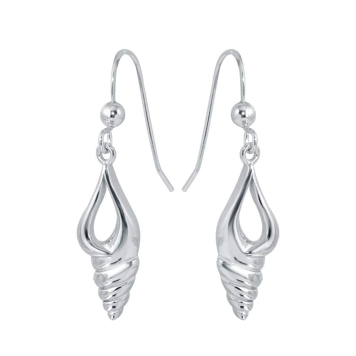 925 Sterling Silver Rhodium Plated Dangling Sea Shell Earrings
