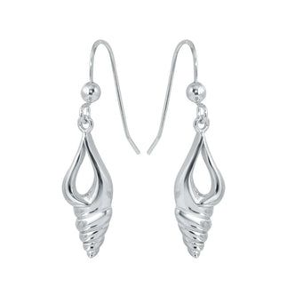 925 Sterling Silver Rhodium Plated Dangling Sea Shell Earrings