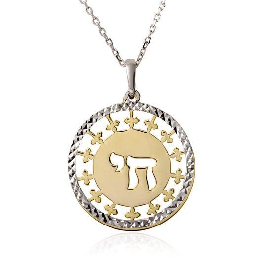 925 Sterling Silver Gold and Rhodium Plated It's a Good Life Symbol Necklace