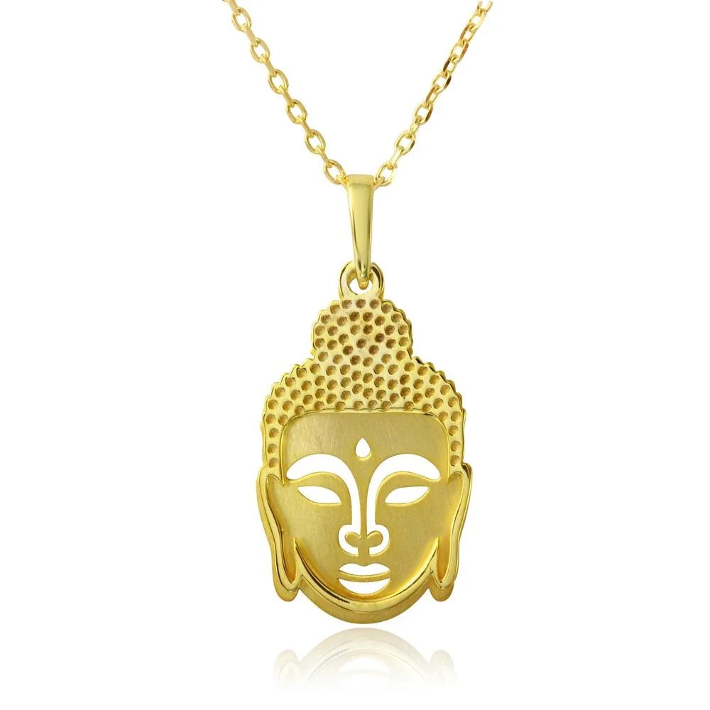 925 Sterling Silver Gold Plated Buddha Pendant Necklace