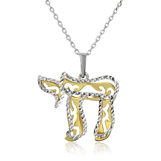 925 Sterling Silver Gold and Rhodium Plated It's a Good Life Symbol Necklace