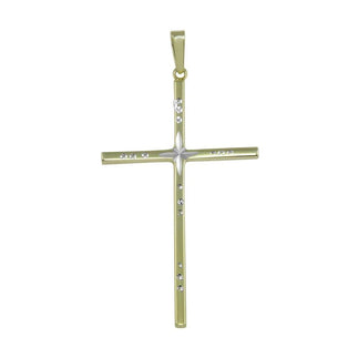 925 Sterling Silver Gold Plated Engraved Cross Pendant