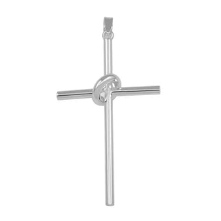 925 Sterling Silver High Polished Engraved Cross in Hoop Pendant