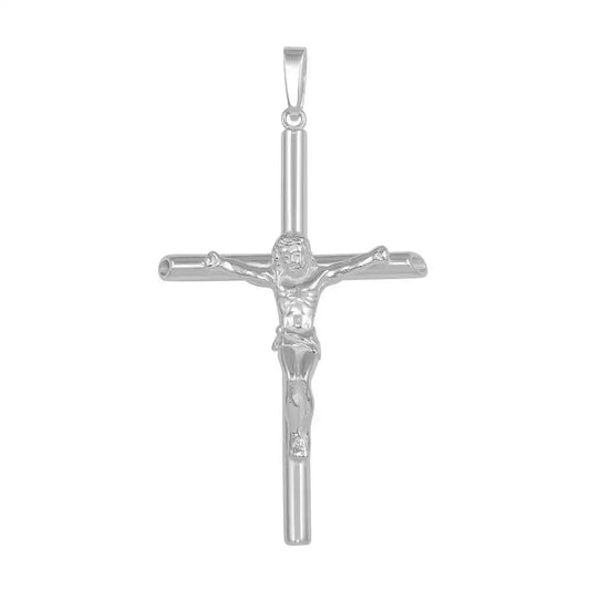 925 Sterling Silver High Polished Hollow Crucifix Pendant