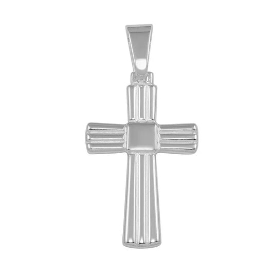 925 Sterling Silver High Polished Small Engraved Cross Pendant