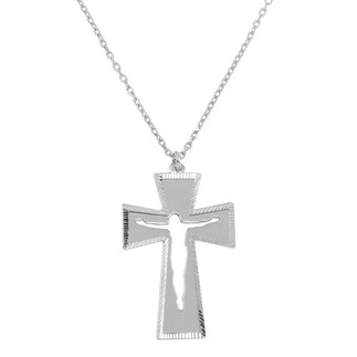 925 Sterling Silver High Polished Double Cross Pendant Necklace