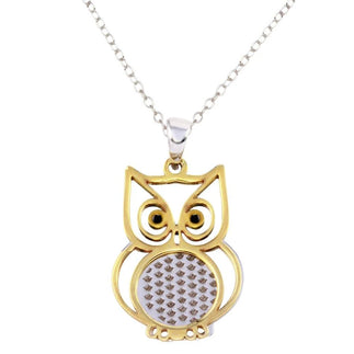 925 Sterling Silver Two-Tone Owl Pendant Necklace