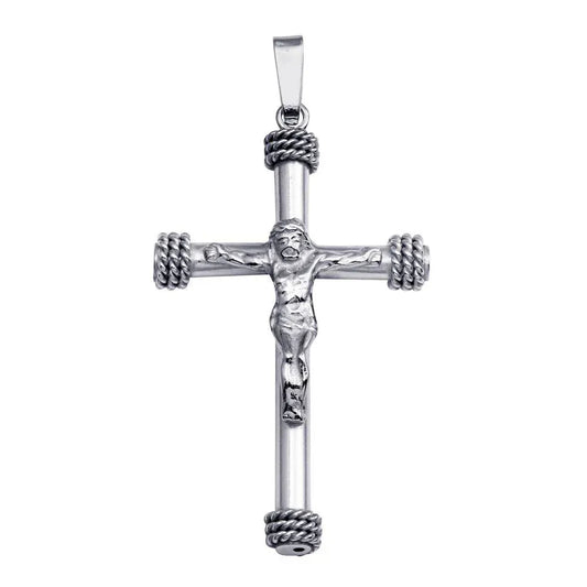 925 Sterling Silver High Polished Medium Crucifix Pendant