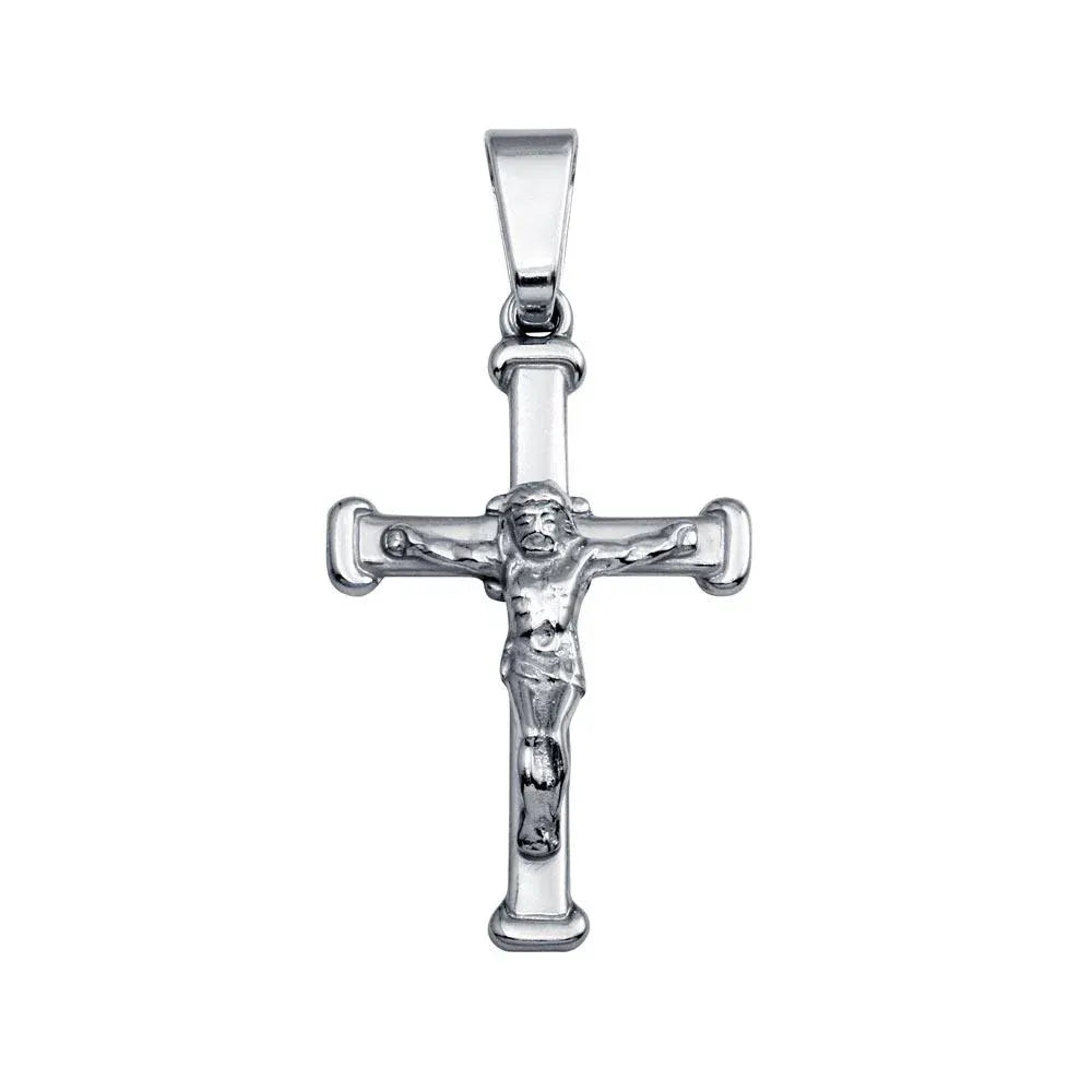 925 Sterling Silver Rhodium Plated Thin Crucifix Pendant