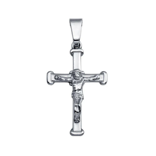 925 Sterling Silver Rhodium Plated Thin Crucifix Pendant