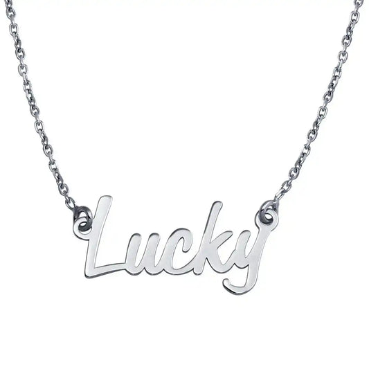 925 Sterling Silver Rhodium Plated Lucky Pendant Necklace