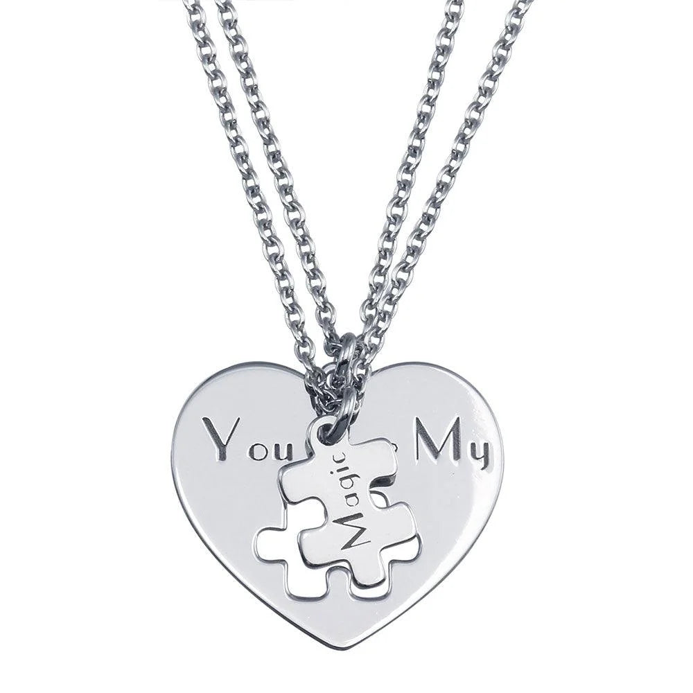 925 Sterling Silver Rhodium Plated You Are My Magic Heart Pendant Necklace
