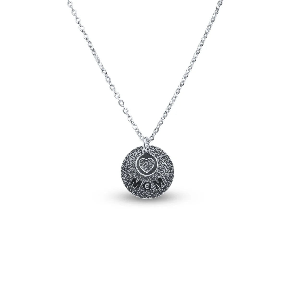925 Sterling Silver Rhodium Plated Mom and Heart Cutout Necklace Pendant