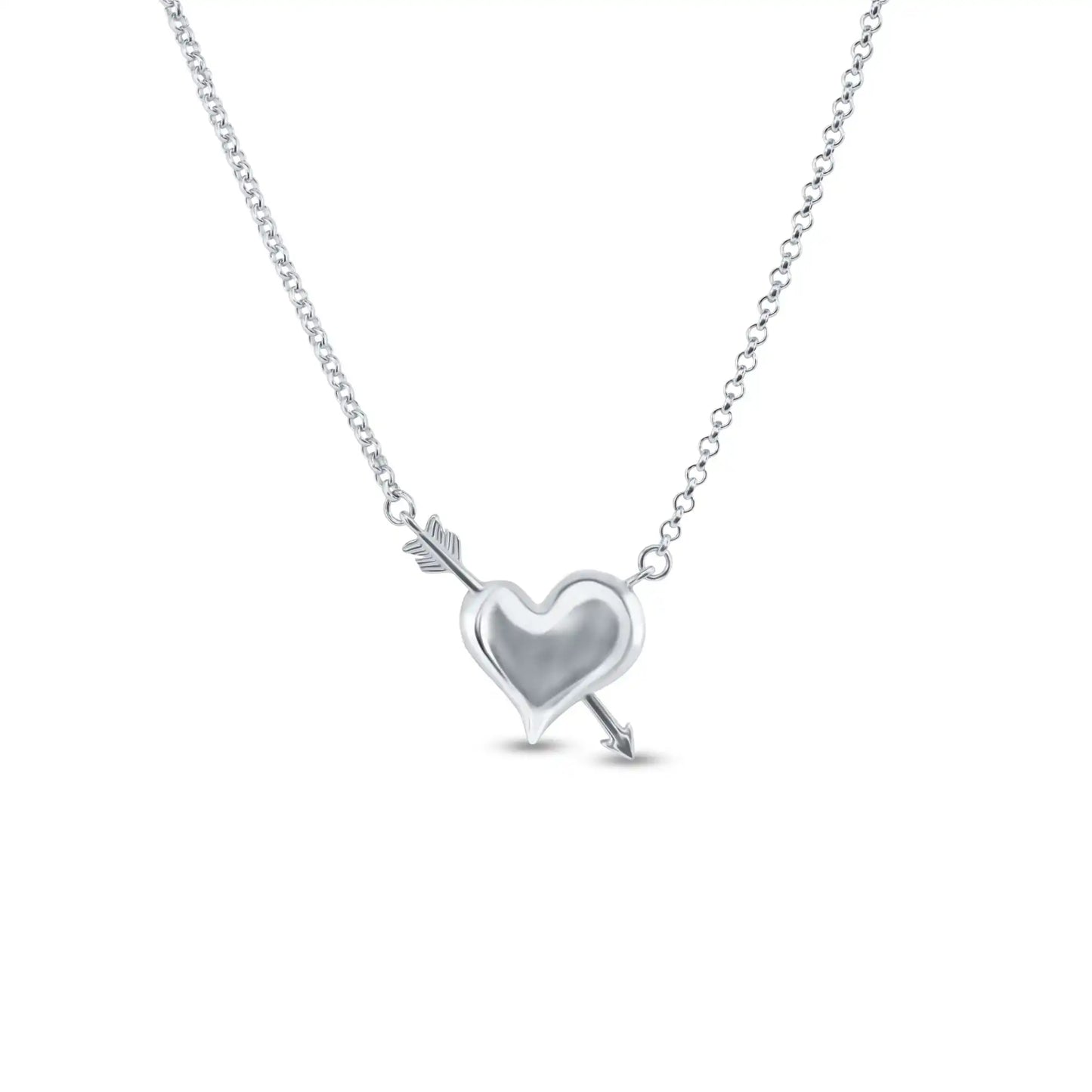 925 Sterling Silver Rhodium Plated Valentine Heart Necklace Pendant