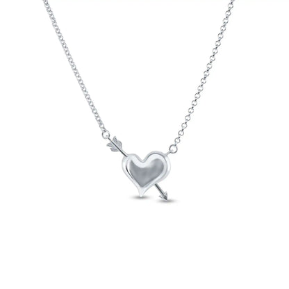 925 Sterling Silver Rhodium Plated Valentine Heart Necklace Pendant