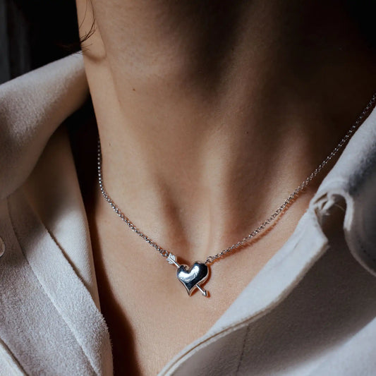 925 Sterling Silver Rhodium Plated Valentine Heart Necklace Pendant