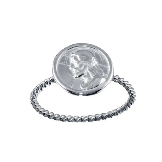 925 Sterling Silver High Polished Jesus Medallion Ring