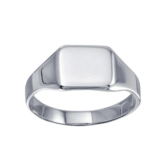 925 Sterling Silver High Polished Square Engravable Ring