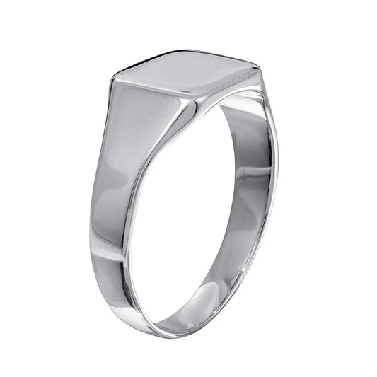 925 Sterling Silver High Polished Square Engravable Ring