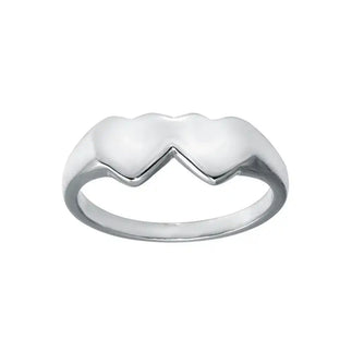 925 Sterling Silver Rhodium Plated Double Heart Ring