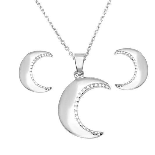 925 Sterling Silver Rhodium Plated Crescent Set