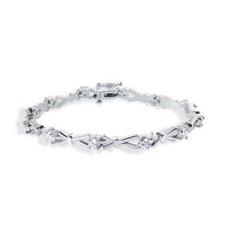 925 Sterling Silver Rhodium Plated CZ X-link Fancy Bracelet