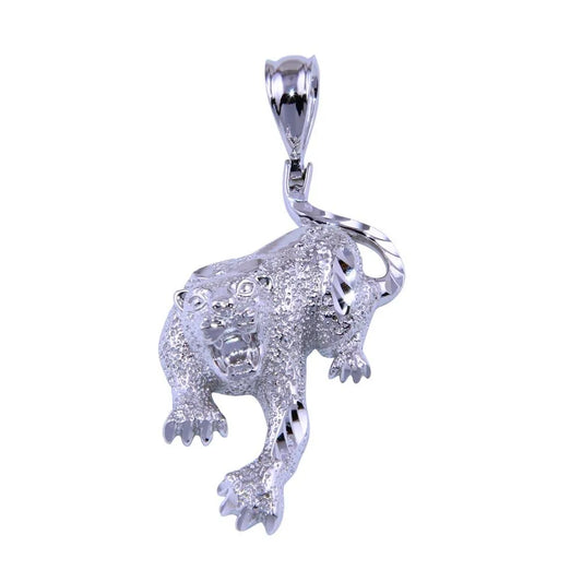 925 Sterling Silver Rhodium Plated CZ Cheetah Pendant