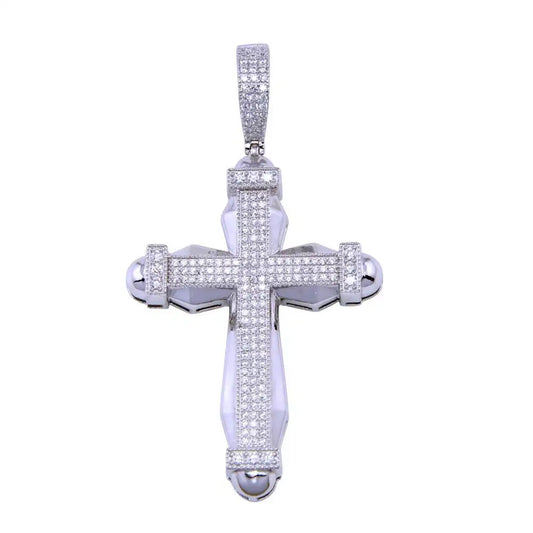 925 Sterling Silver Rhodium Plated CZ Cross Pendant
