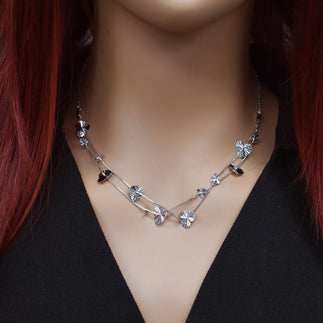 925 Sterling Silver Rhodium Plated DC Multi Heart Necklace