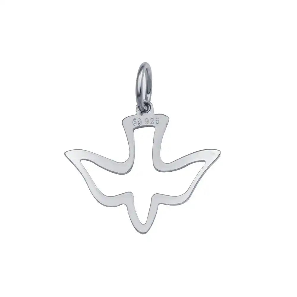 925 Sterling Silver Rhodium Plated Dove Pendant
