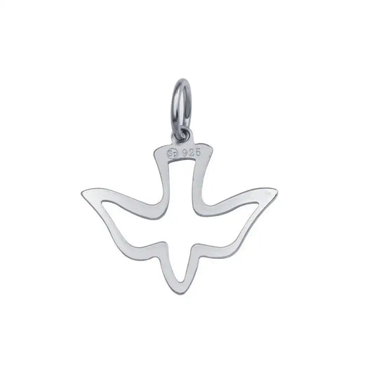 925 Sterling Silver Rhodium Plated Dove Pendant