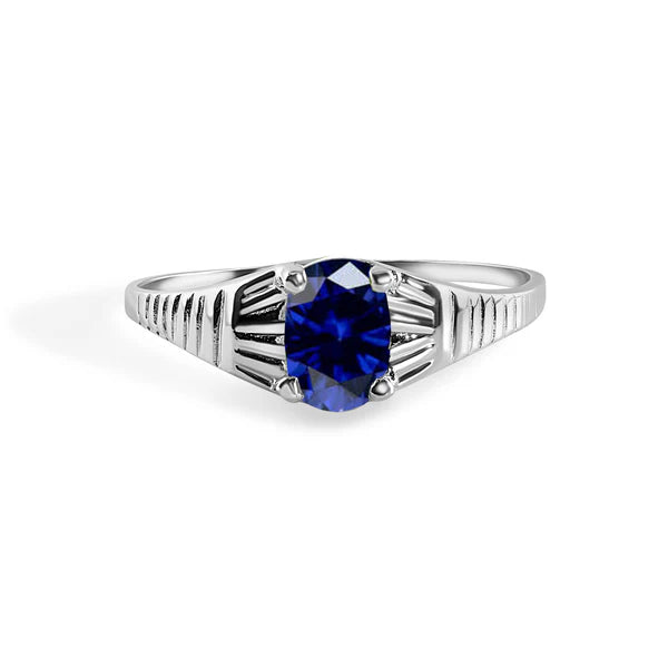925 Sterling Silver Rhodium Plated Rigid Birthstone Ring